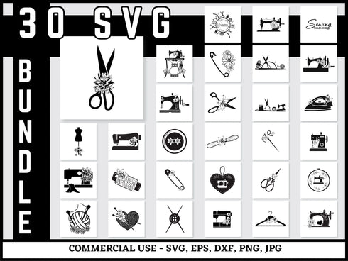 Floral Sewing Machine SVG | Sewing Machine SVG PNG DXF EPS | Sewing Silhouette Cut Files for Cricut | Floral Craft Vector Design
