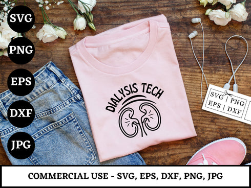 Dialysis SVG Bundle | Dialysis Nurse Tech SVG PNG DXF EPS JPG | Nephrology Shirt Design Cut Files for Cricut | Medical Vector Design