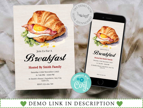 Breakfast Invitation, Staff Employee Appreciation Breakfast Invite, Volunteer Appreciation, Editable Template, Breakfast Digital Invitation