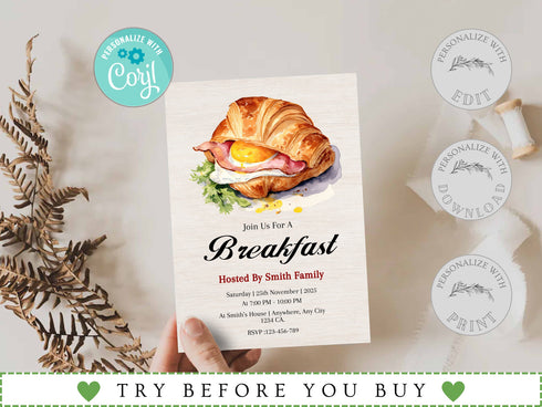 Breakfast Invitation, Staff Employee Appreciation Breakfast Invite, Volunteer Appreciation, Editable Template, Breakfast Digital Invitation