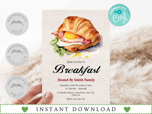 Breakfast Invitation, Staff Employee Appreciation Breakfast Invite, Volunteer Appreciation, Editable Template, Breakfast Digital Invitation