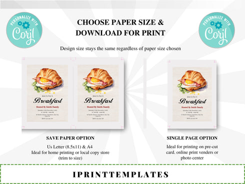 Breakfast Invitation, Staff Employee Appreciation Breakfast Invite, Volunteer Appreciation, Editable Template, Breakfast Digital Invitation