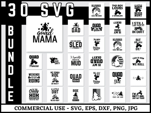 ATV Quad SVG Bundle | Four Wheeler SVG PNG DXF EPS | ATV Off Road Clipart Cut Files for Cricut | Quad Bike Vector Design