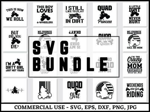 ATV Quad SVG Bundle | Four Wheeler SVG PNG DXF EPS | ATV Off Road Clipart Cut Files for Cricut | Quad Bike Vector Design