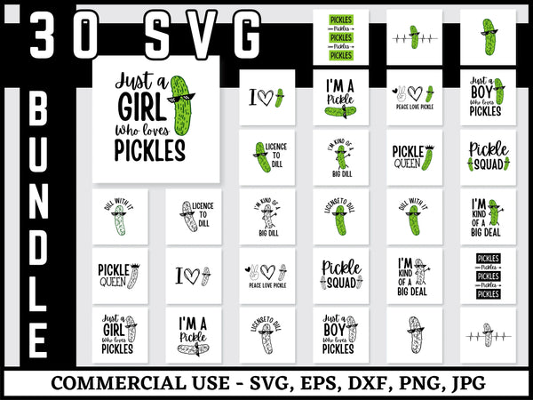 Pickle SVG Bundle | Pickle Lover SVG PNG DXF EPS | Cucumber Pickle Clipart Cut Files for Cricut | Funny Food Vector Design