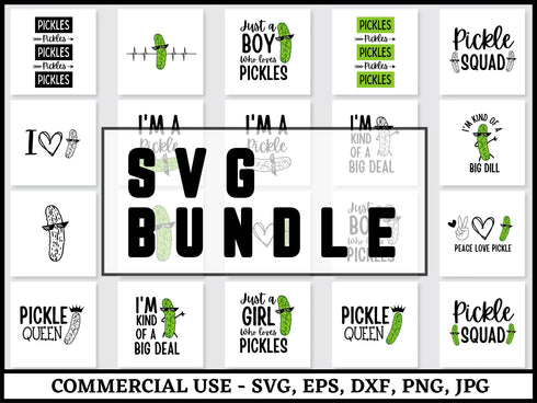 Pickle SVG Bundle | Pickle Lover SVG PNG DXF EPS | Cucumber Pickle Clipart Cut Files for Cricut | Funny Food Vector Design