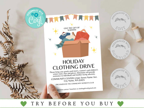 Holiday Clothing Drive Flyer Template, Coat Drive Flyer, Winter Clothing Drive, Event Flyer, Christmas Cold Coat Jacket Donations Flyer