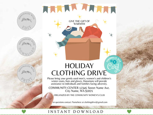 Holiday Clothing Drive Flyer Template, Coat Drive Flyer, Winter Clothing Drive, Event Flyer, Christmas Cold Coat Jacket Donations Flyer