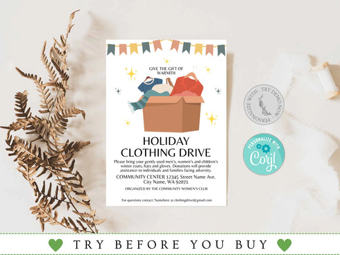 Holiday Clothing Drive Flyer Template, Coat Drive Flyer, Winter Clothing Drive, Event Flyer, Christmas Cold Coat Jacket Donations Flyer