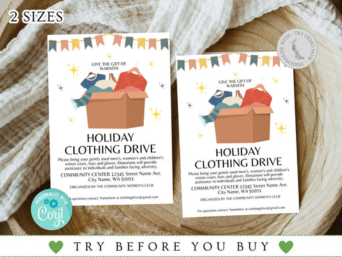Holiday Clothing Drive Flyer Template, Coat Drive Flyer, Winter Clothing Drive, Event Flyer, Christmas Cold Coat Jacket Donations Flyer