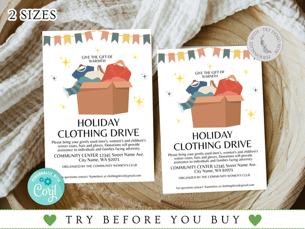 Holiday Clothing Drive Flyer Template, Coat Drive Flyer, Winter Clothing Drive, Event Flyer, Christmas Cold Coat Jacket Donations Flyer