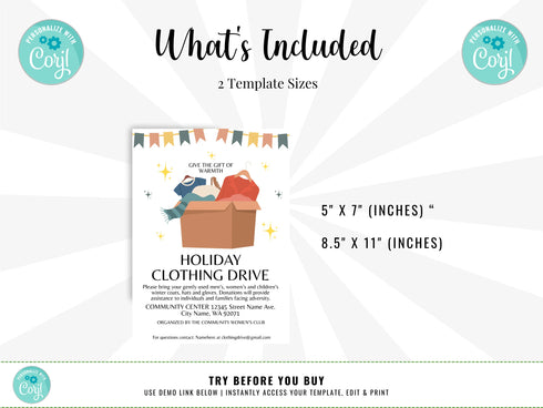 Holiday Clothing Drive Flyer Template, Coat Drive Flyer, Winter Clothing Drive, Event Flyer, Christmas Cold Coat Jacket Donations Flyer