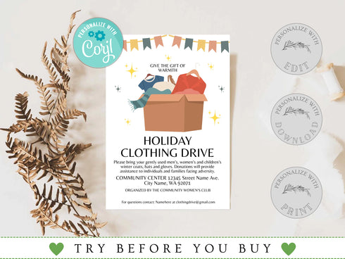 Holiday Clothing Drive Flyer Template, Coat Drive Flyer, Winter Clothing Drive, Event Flyer, Christmas Cold Coat Jacket Donations Flyer