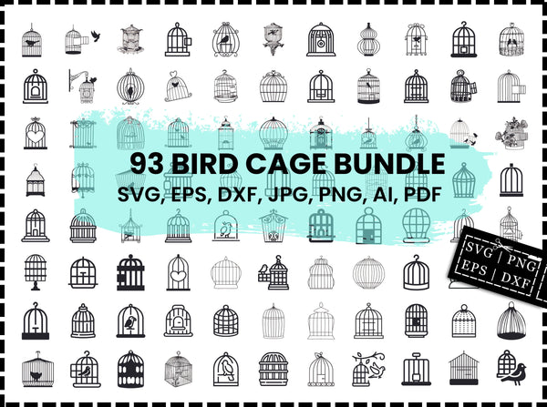 Bird Cage SVG Bundle | Flying Bird Clipart | Bird Cage Cut Files for Cricut | Silhouette SVG | PNG DXF Vector Files | Instant Download