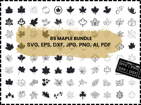 Maple Leaf SVG Bundle | Canadian Maple Leaf SVG PNG DXF EPS | Leaf Clipart Cut Files for Cricut | Nature Vector Design