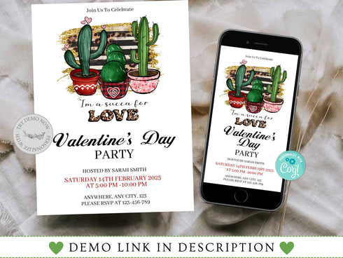 Editable Valentine Day Party Invitation Template, Valentine's Day Dinner Invitation, Friends Valentine's Party Birthday Invitation Template