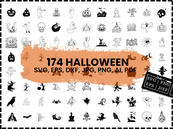 Halloween SVG Bundle | Fall Autumn SVG | Ghost Witch Pumpkin SVG | Spooky Clipart | Cricut Cut Files | Silhouette SVG | Instant Download