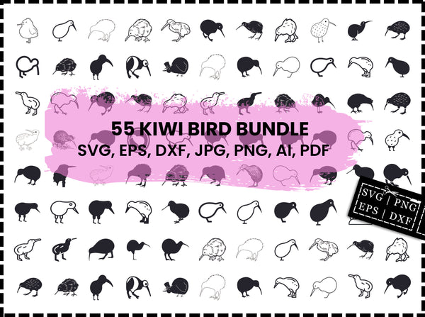 Kiwi Bird SVG Bundle | Kiwi Silhouette SVG PNG DXF EPS | Tropical Bird Clipart Cut Files for Cricut | Bird Watcher Vector Design
