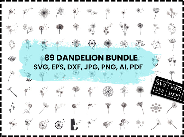 Dandelion SVG Bundle | Blowing Dandelion SVG PNG DXF EPS | Dandelion Clipart Cut Files for Cricut | Floral Nature Vector Design