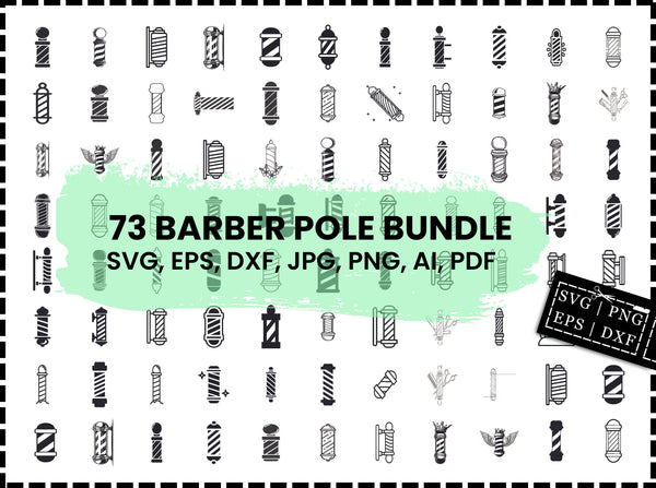 Barber Pole SVG Bundle | Barber Shop Pole SVG PNG DXF EPS | Barber Pole Silhouette Cut Files for Cricut | Vintage Barber Vector Design