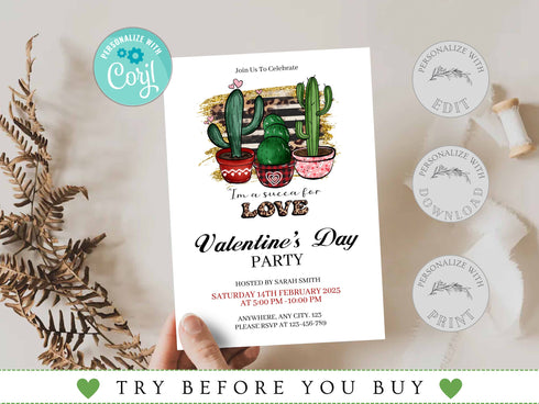 Editable Valentine Day Party Invitation Template, Valentine's Day Dinner Invitation, Friends Valentine's Party Birthday Invitation Template