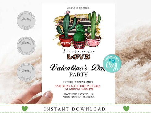 Editable Valentine Day Party Invitation Template, Valentine's Day Dinner Invitation, Friends Valentine's Party Birthday Invitation Template