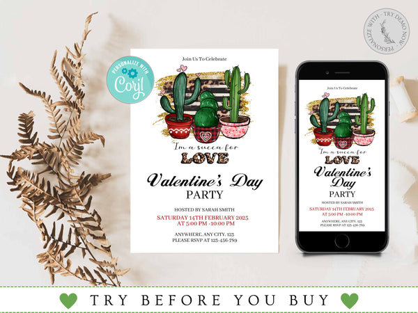 Editable Valentine Day Party Invitation Template, Valentine's Day Dinner Invitation, Friends Valentine's Party Birthday Invitation Template