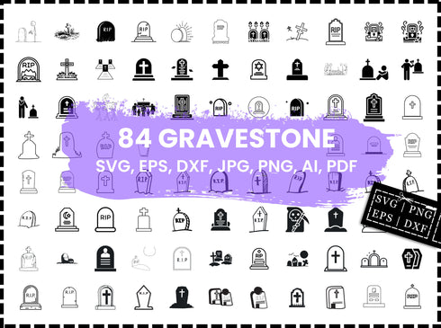 Grave SVG Bundle | Gravestone SVG | Tombstone SVG PNG DXF EPS | RIP Graveyard SVG Cut Files for Cricut | Halloween Grave Vector Design