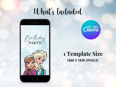 Animated Frozen Birthday Party Video Invitation, Digital Frozen Birthday Evite, Mobile Frozen Birthday Girl Invite, Frozen Party Video Evite
