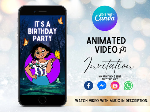 Encanto Birthday Party Video Invitation, Digital Animated Video Invite, Girl and Boy Mobile Personalized Video Invite, Animated Video