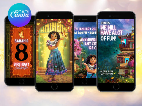 Encanto Birthday Party Video Invitation, Encanto Digital Animated Video Invitation, Girl Mobile Personalized Video Invite, Encanto Birthday