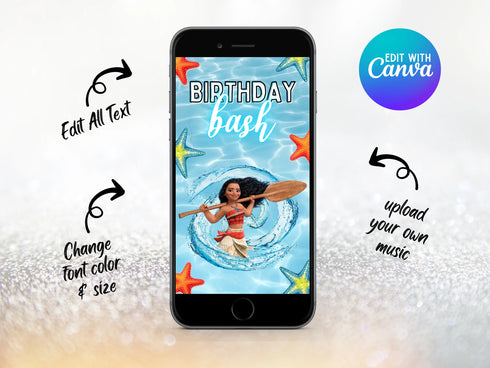 Moana Birthday Video Invitation, Moana Invitation, Moana Animated Invitation, Moana Animated Invite Video, Moana Video Invitation