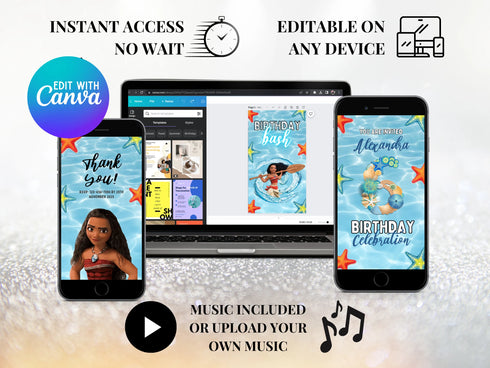 Moana Birthday Video Invitation, Moana Invitation, Moana Animated Invitation, Moana Animated Invite Video, Moana Video Invitation