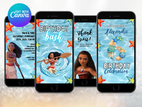 Moana Birthday Video Invitation, Moana Invitation, Moana Animated Invitation, Moana Animated Invite Video, Moana Video Invitation