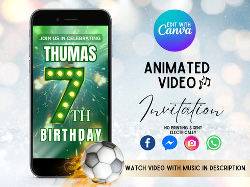 Football Birthday Party Video Invitation, Animated Video Invitation, Football Animated Evite, Football Video Invite, Sports Birthday Party