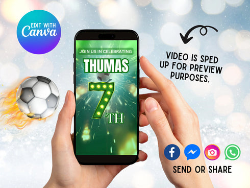Football Birthday Party Video Invitation, Animated Video Invitation, Football Animated Evite, Football Video Invite, Sports Birthday Party