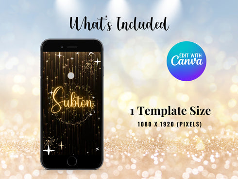 Editable Birthday Invitation Template, Black and Gold Birthday Invite for Girls, Birthday Party Invitation with Photo, Animated Video Invite