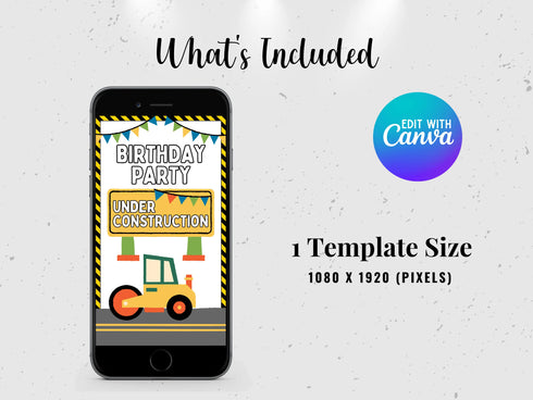 Editable Construction Video Invitation, Construction Birthday Party, Animated Invite Template for Personalized Dump Truck Party Invitation