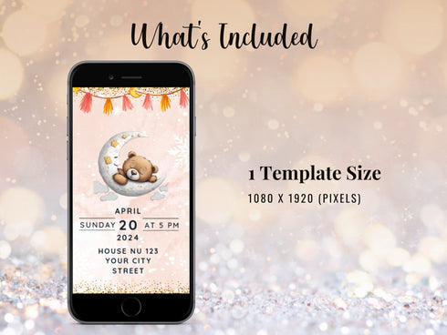 We Can Bearly Wait Baby Shower Invitation, Animated Teddy Bear Video Invite, Editable Digital Download, Gender Neutral Baby Shower Evite