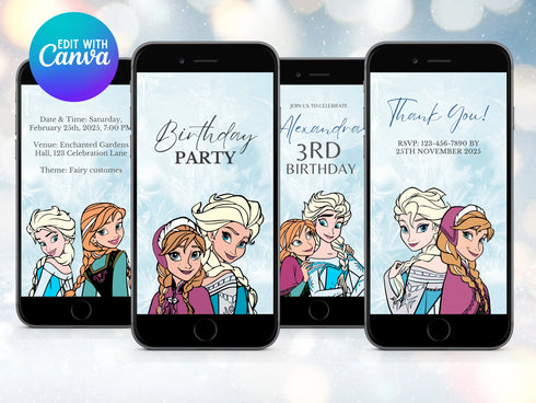 Animated Frozen Birthday Party Video Invitation, Digital Frozen Birthday Evite, Mobile Frozen Birthday Girl Invite, Frozen Party Video Evite