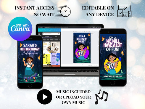 Encanto Birthday Party Video Invitation, Digital Animated Video Invite, Girl and Boy Mobile Personalized Video Invite, Animated Video