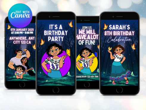 Encanto Birthday Party Video Invitation, Digital Animated Video Invite, Girl and Boy Mobile Personalized Video Invite, Animated Video