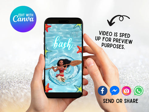 Moana Birthday Video Invitation, Moana Invitation, Moana Animated Invitation, Moana Animated Invite Video, Moana Video Invitation