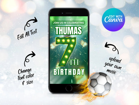 Football Birthday Party Video Invitation, Animated Video Invitation, Football Animated Evite, Football Video Invite, Sports Birthday Party