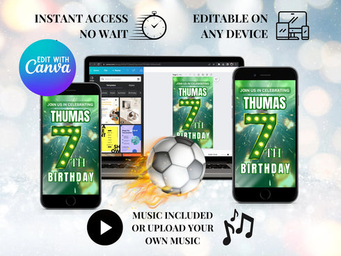 Football Birthday Party Video Invitation, Animated Video Invitation, Football Animated Evite, Football Video Invite, Sports Birthday Party