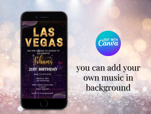 Las Vegas Video Invitation, Vegas Video Invite, Las Vegas Birthday, Vegas Bachelorette, Vegas Bachelor Party, Video Template, Animated Evite