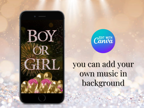 Gender Reveal Video | Baby Announcement for Social Media | Animated Personalized Digital Template | It’s a Boy or Girl | Canva Editable