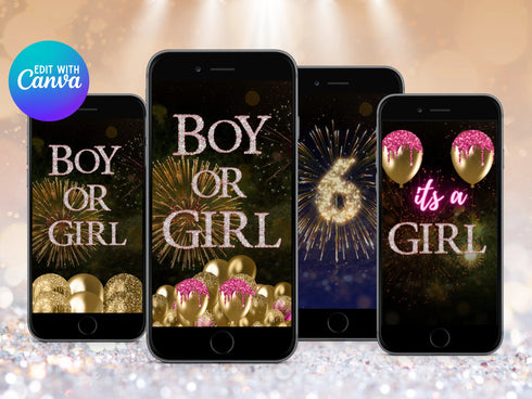 Gender Reveal Video | Baby Announcement for Social Media | Animated Personalized Digital Template | It’s a Boy or Girl | Canva Editable