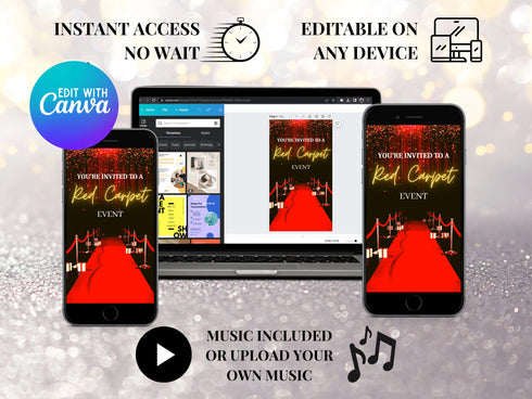 Red Carpet Animated Video Invitation, Video Evite, Video Invite with photo, Red Carpet theme party, Animated invite, Party Invite, Event