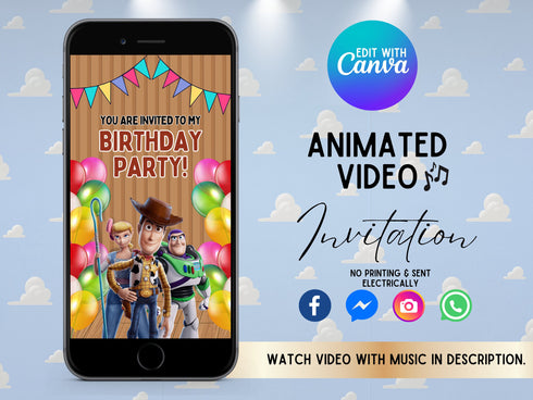 Toy Story Invitation, Toy Story Birthday Invitation, Toy Story Animated Invitation, Toy Story Video Invitation, Toy Story Party Invitation